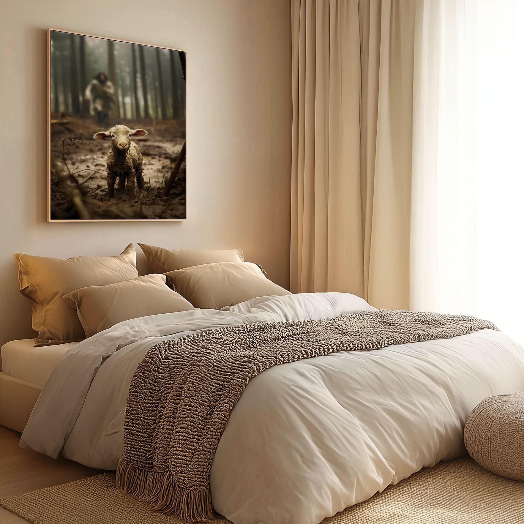 Jesus Running after a Lost Lamb - Canvas