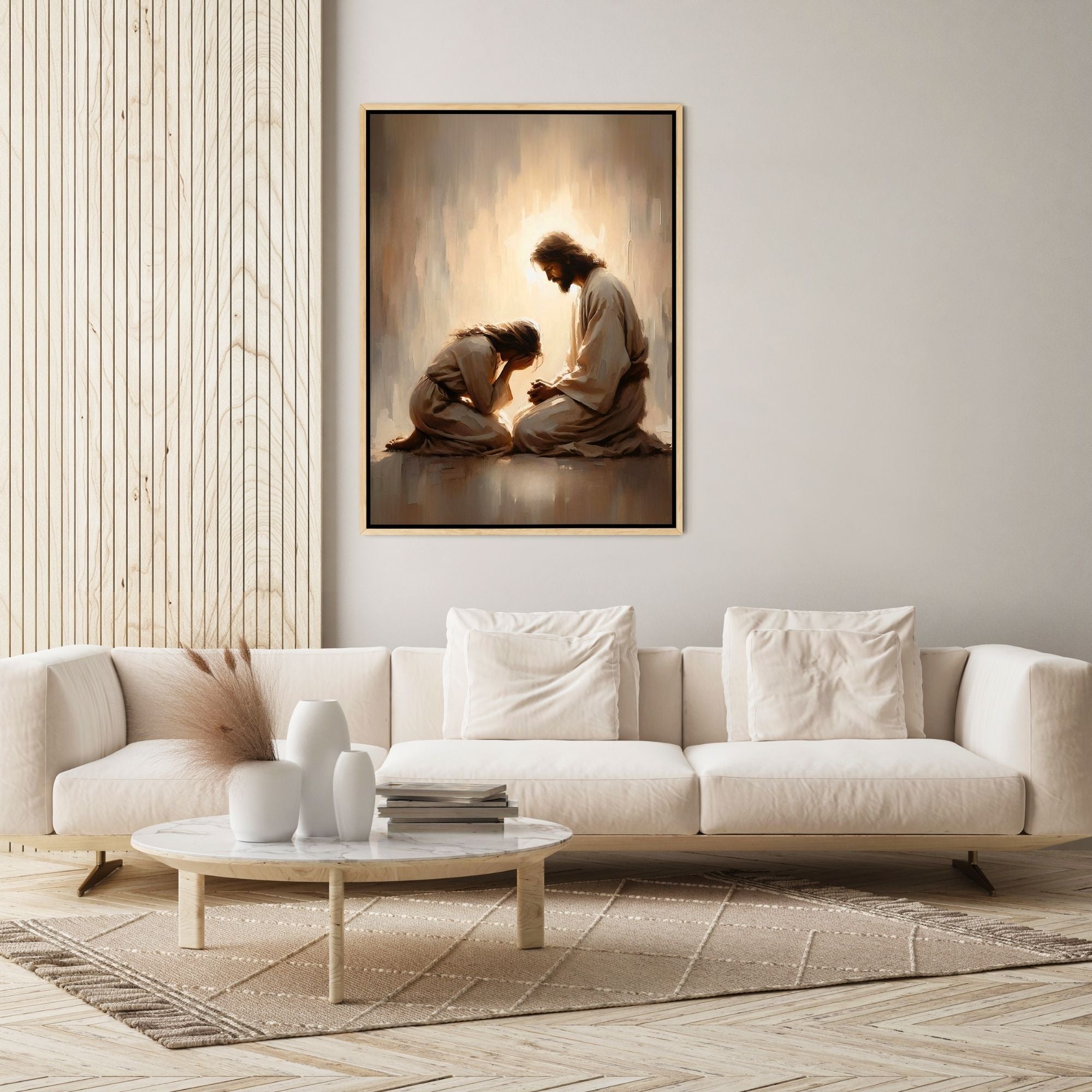Girl Crying with Jesus - Canvas