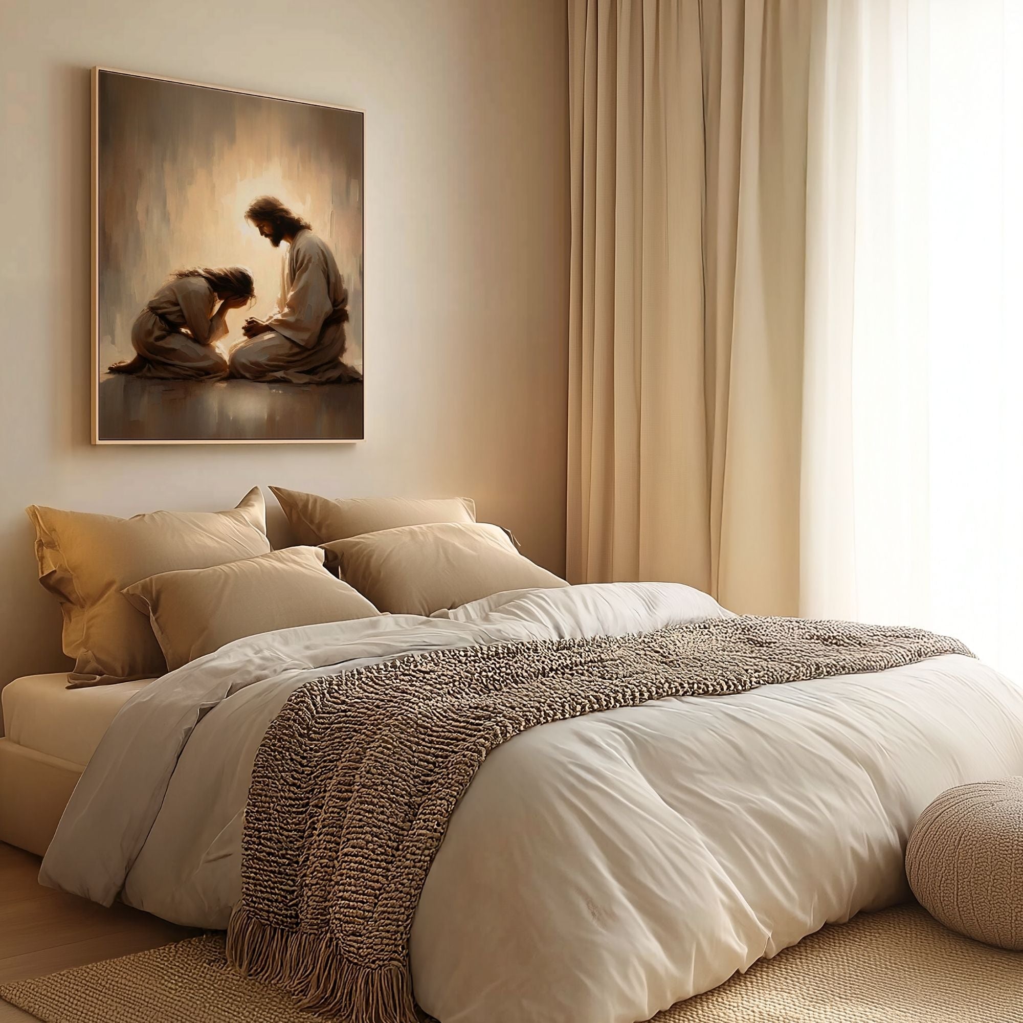 Girl Crying with Jesus - Canvas