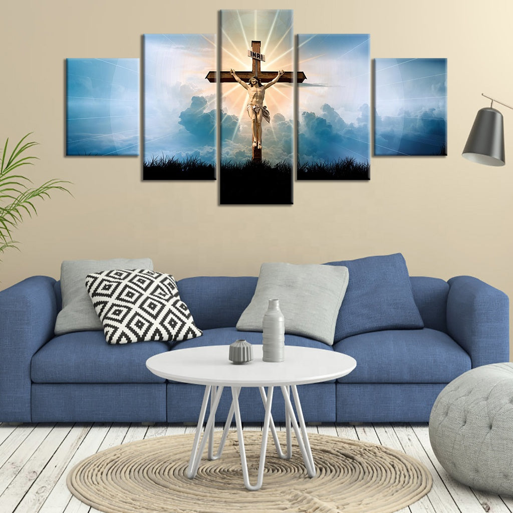 5pieces Lord Jesus in Cross Oil Painting Wall Art